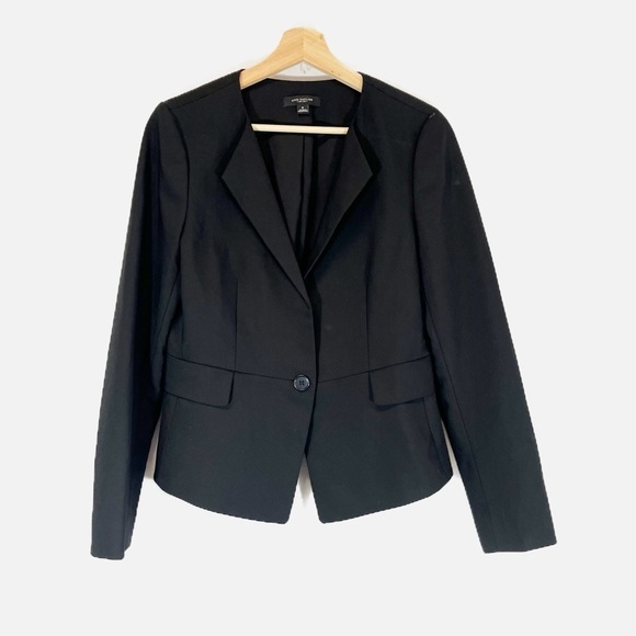 Ann Taylor Single Button Blazer Black Peplum Hem Office Career Wear Size 6 - Picture 1 of 10
